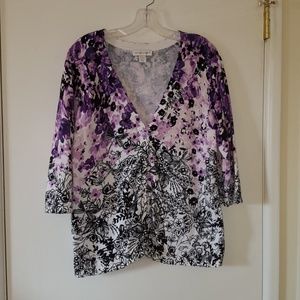 Christopher & Banks purple floral cardigan